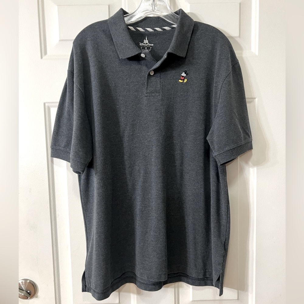 DISNEY Parks Polo Golf Shirt Gray Embroidered Mickey Mouse Size M